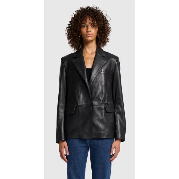 7 FOR ALL MANKIND Women's Black Faux Leather Jacket - Picture 1 of 8